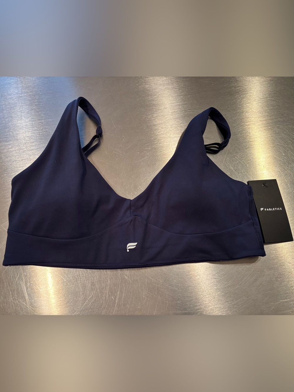 Fabletics Navy V-Neck Seamless Light Support Sports Bra